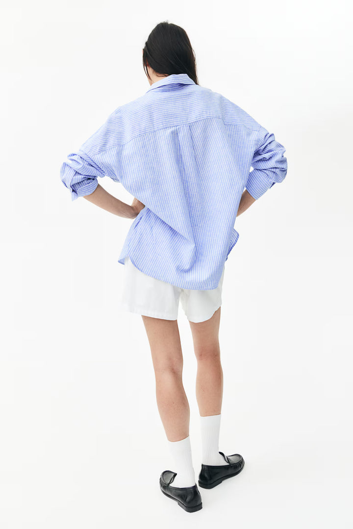 H&M Oversized Linen-Blend Shirt