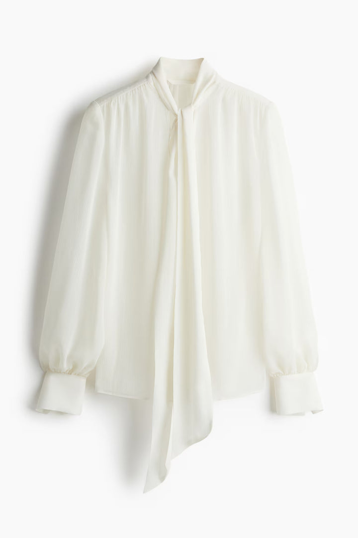 H&M Tie-Neck Chiffon Blouse