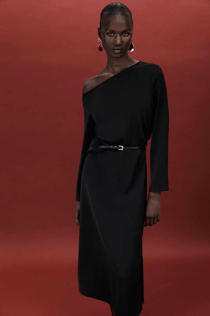 H&M Belted One-Shoulder Dress