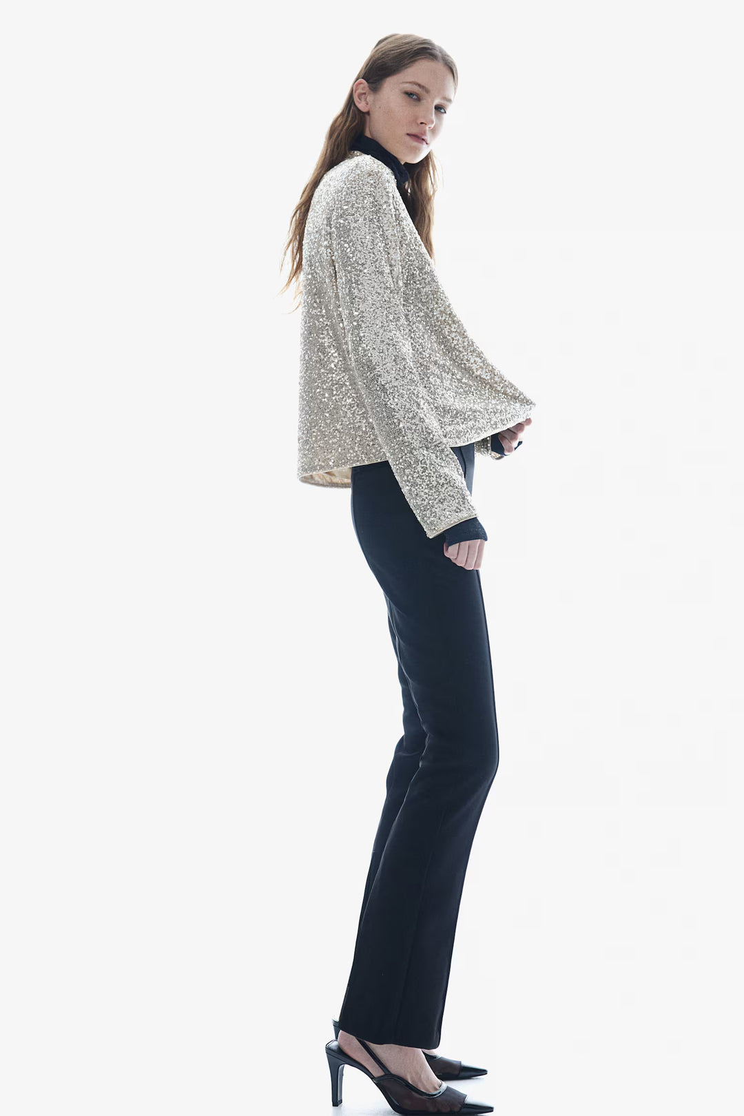 H&M Sequined Mock Turtleneck Top