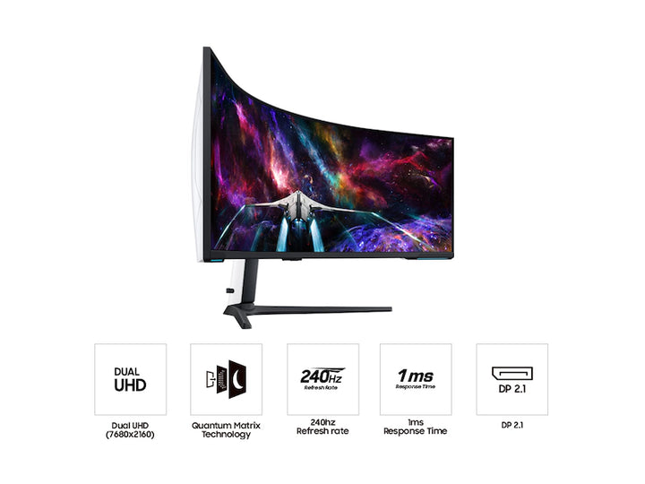 Samsung 57" Odyssey Neo G9 Dual 4K UHD Quantum Mini-LED 240Hz 1ms(GtG) HDR 1000 Curved Gaming Monitor