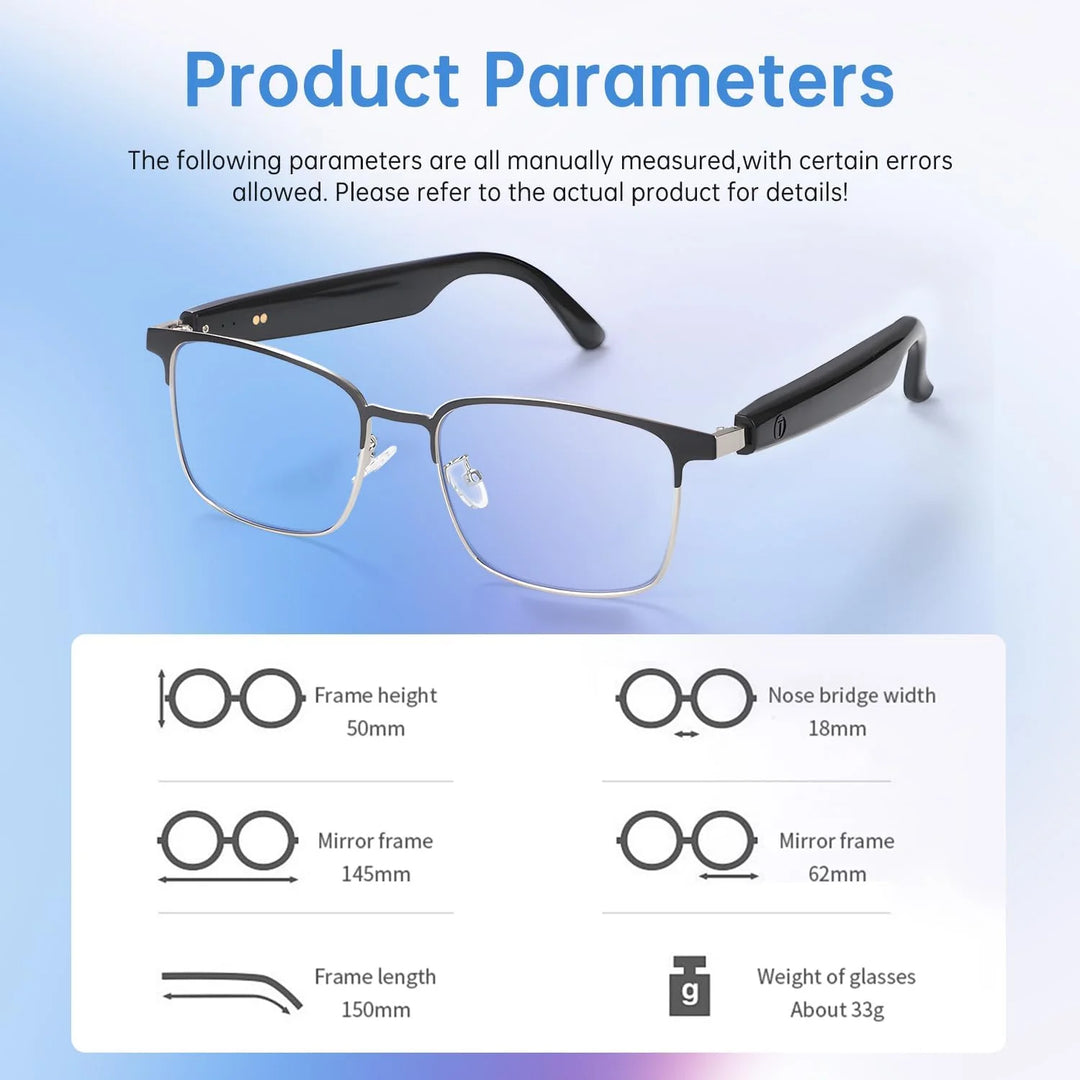 Wiher Smart Glasses with AI Translation, Bluetooth Audio Sunglasses with Photochromic Lenses, Voice Assistant, Real-Time Translation, Supports 144+ Languages, Great for Business, Travel Silver