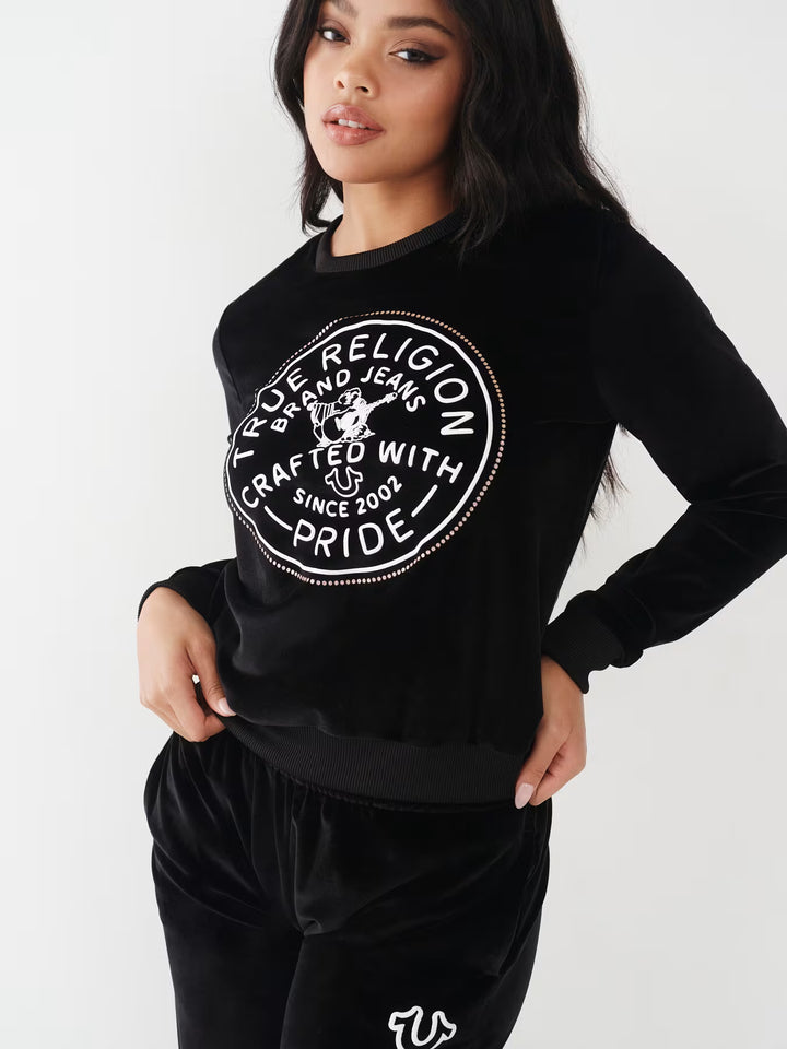 TRUE RELIGION VELOUR CRYSTAL SWEATSHIRT