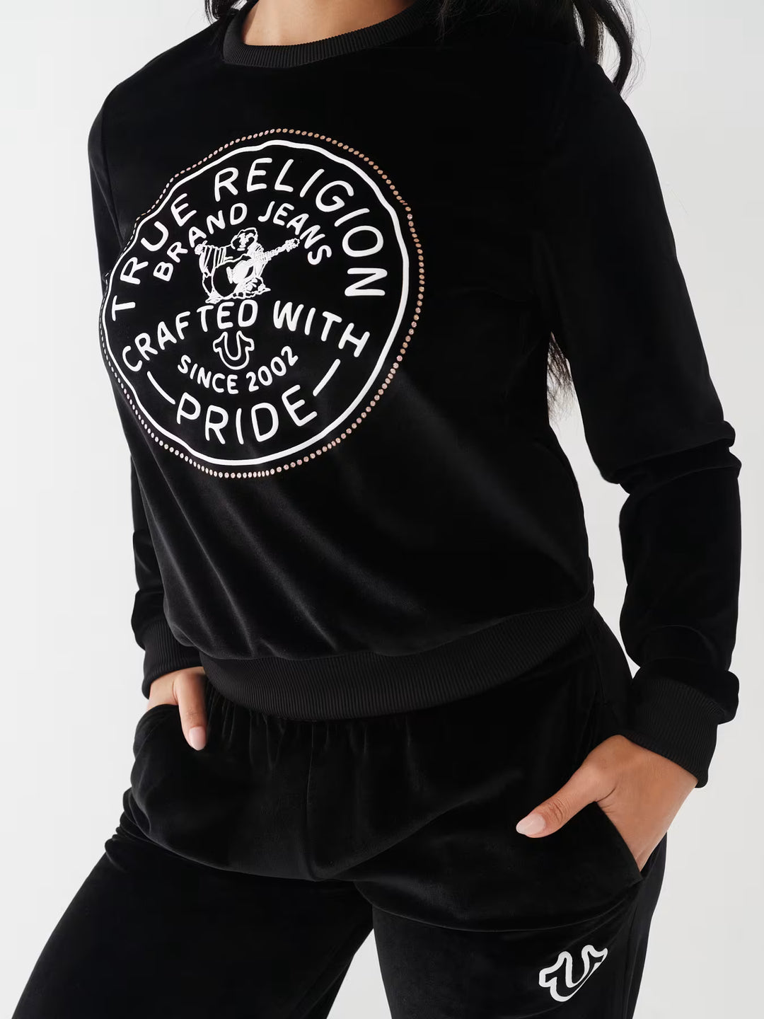 TRUE RELIGION VELOUR CRYSTAL SWEATSHIRT