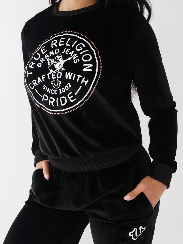 TRUE RELIGION VELOUR CRYSTAL SWEATSHIRT