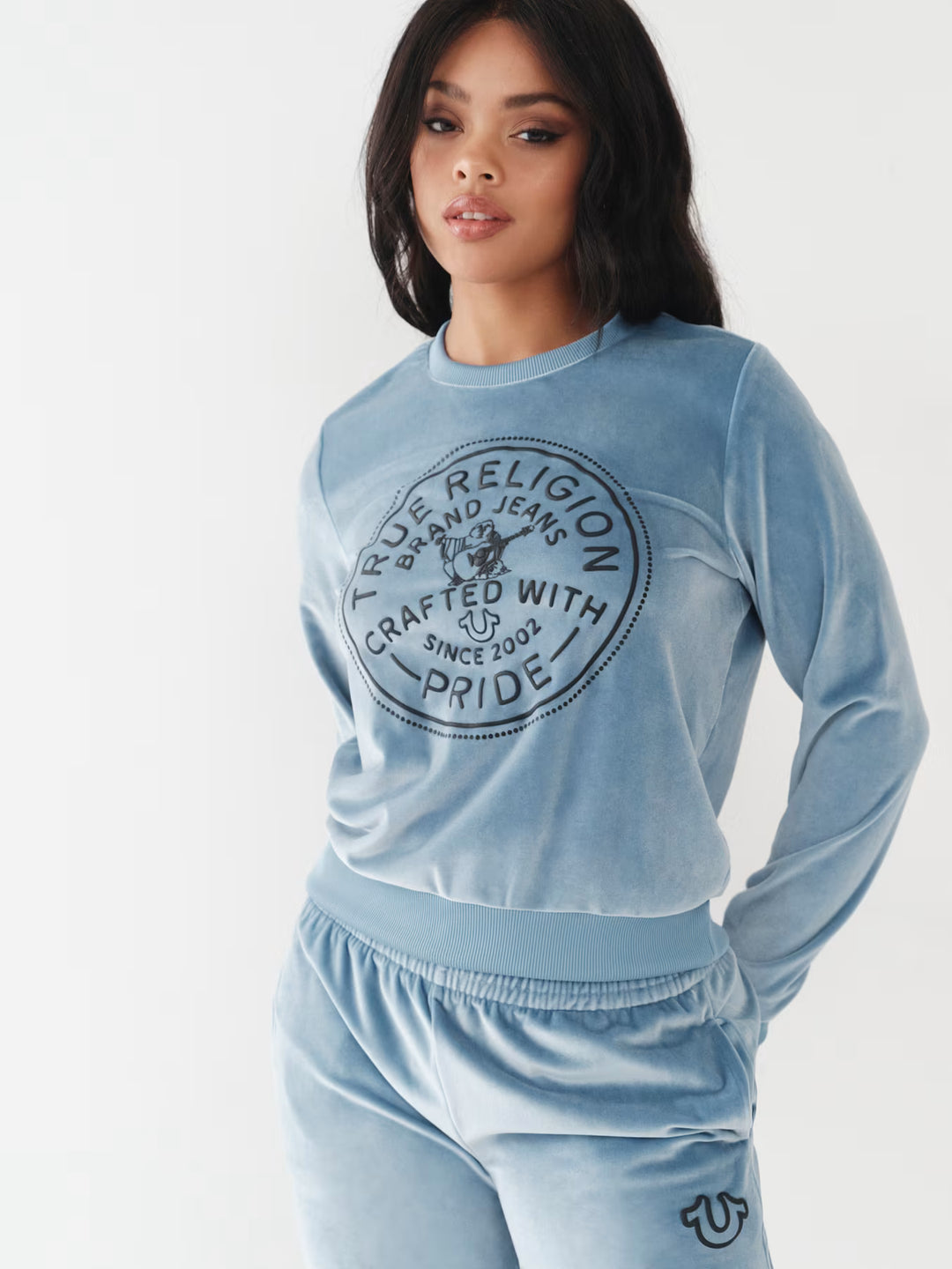 TRUE RELIGION VELOUR CRYSTAL SWEATSHIRT