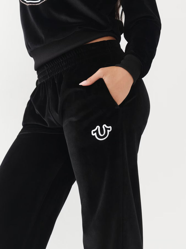 TRUE RELIGION VELOUR WIDE LEG LOUNGE PANT