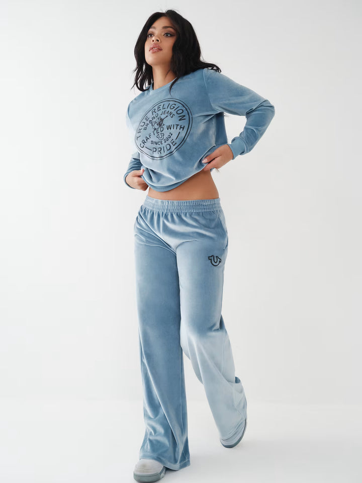 TRUE RELIGION VELOUR WIDE LEG LOUNGE PANT