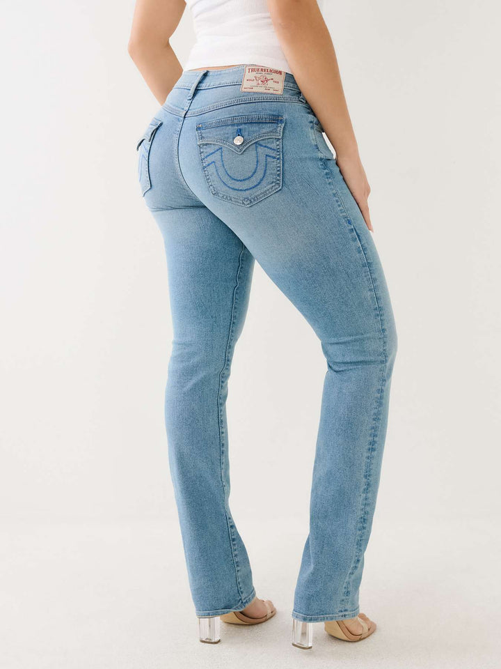 TRUE RELIGION ONLINE EXCLUSIVE BILLIE FLAP STRAIGHT JEAN