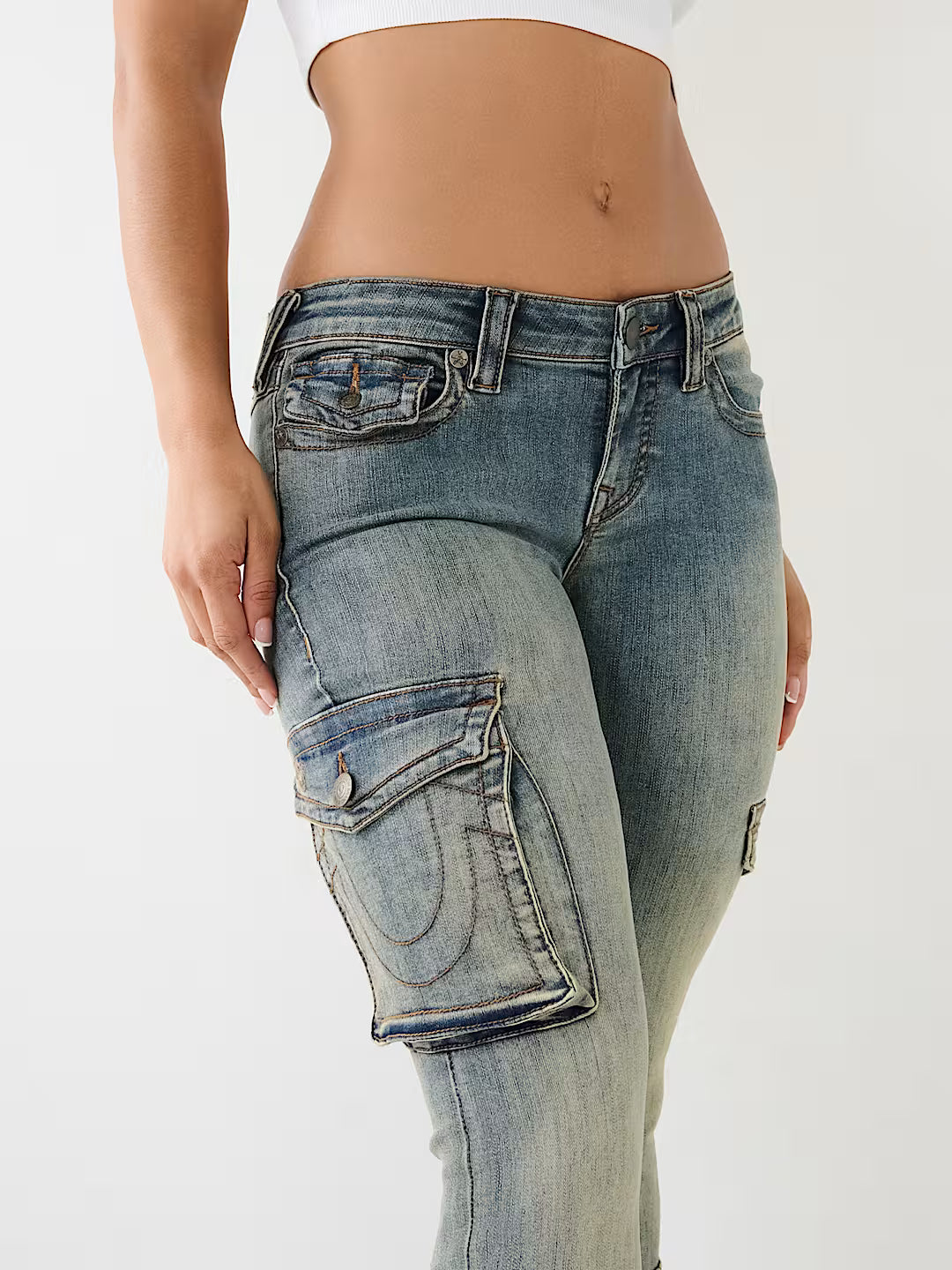 TRUE RELIGION BECCA LOW RISE CARGO BOOTCUT