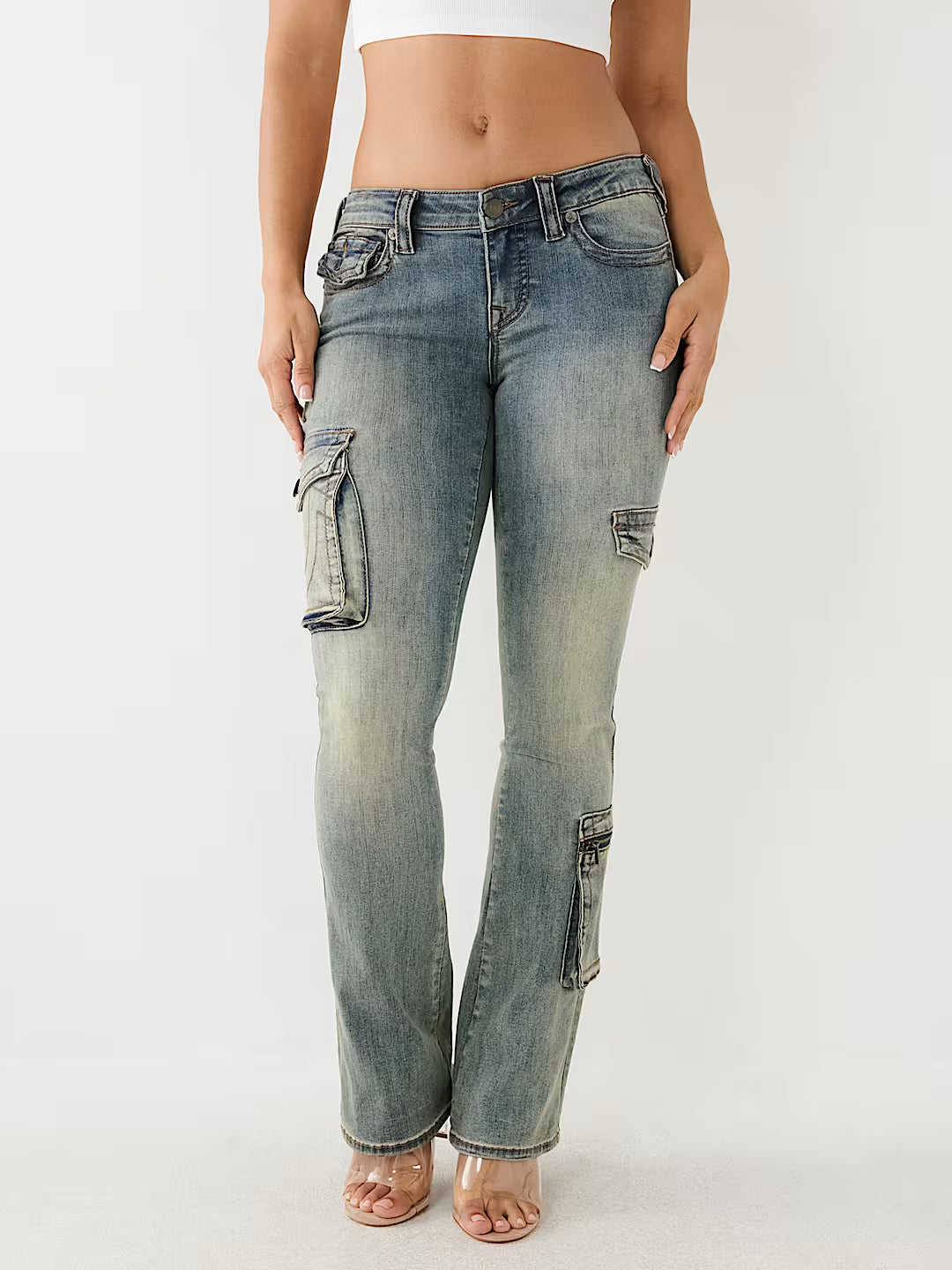 TRUE RELIGION BECCA LOW RISE CARGO BOOTCUT