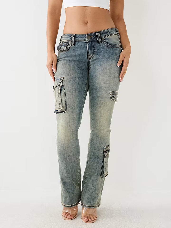 TRUE RELIGION BECCA LOW RISE CARGO BOOTCUT