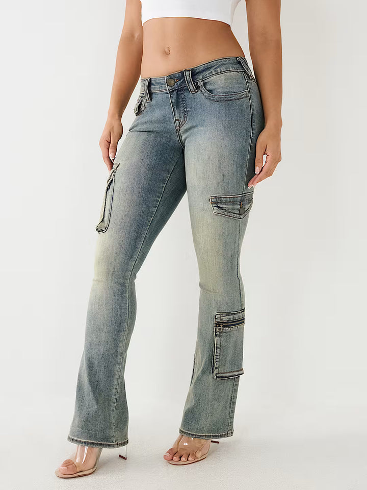 TRUE RELIGION BECCA LOW RISE CARGO BOOTCUT