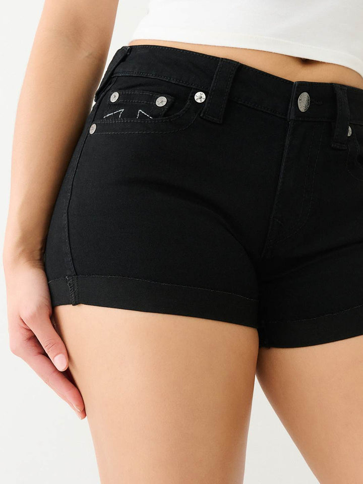 TRUE RELIGION JENNIE MID RISE ROLLED CURVY SHORT