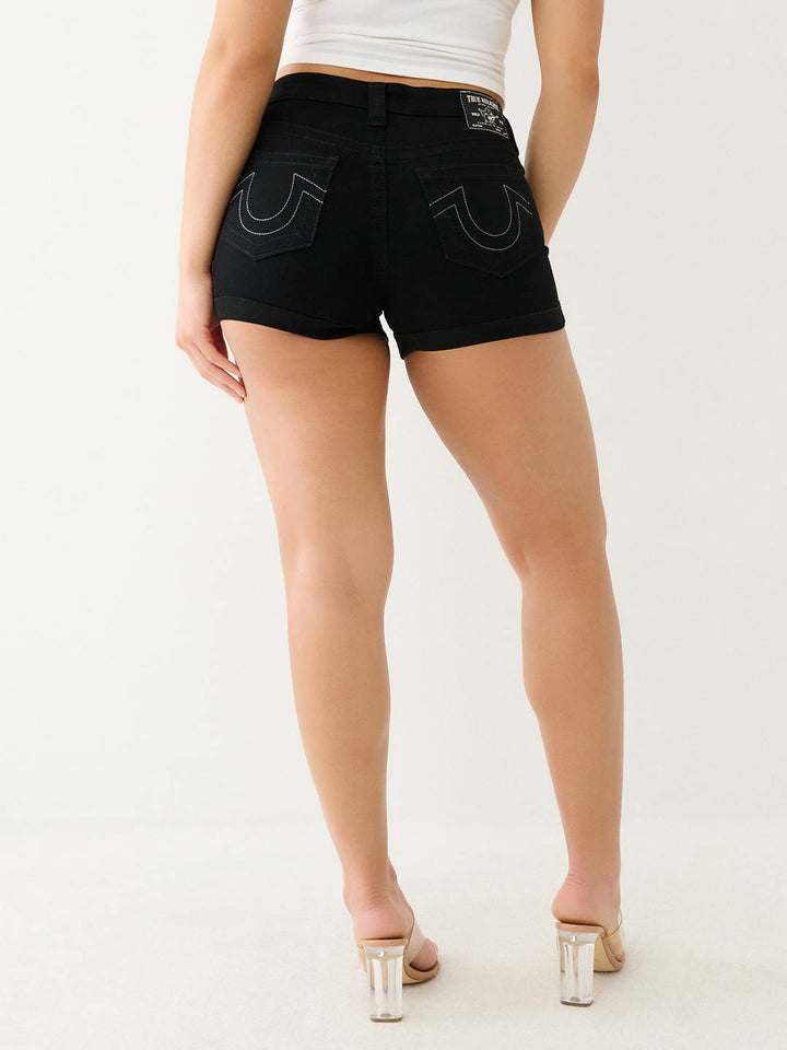 TRUE RELIGION JENNIE MID RISE ROLLED CURVY SHORT