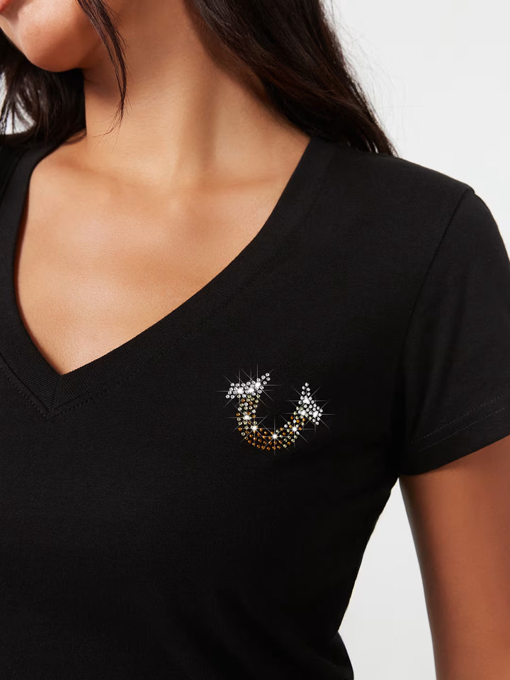 TRUE RELIGION CRYSTAL WING HORSESHOE TEE