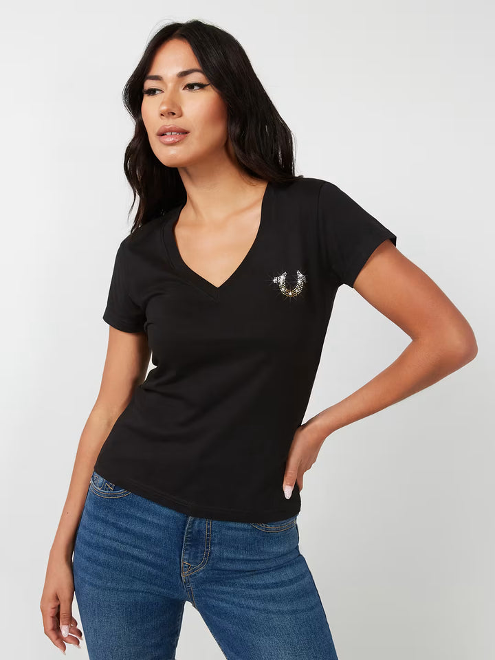 TRUE RELIGION CRYSTAL WING HORSESHOE TEE