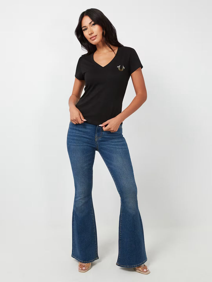 TRUE RELIGION CRYSTAL WING HORSESHOE TEE