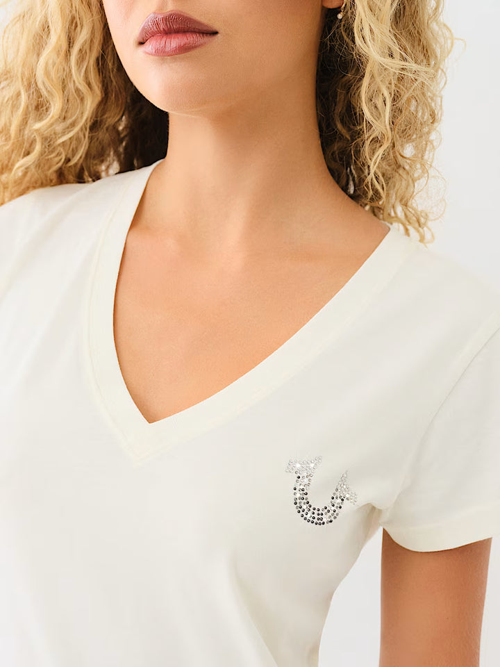 TRUE RELIGION CRYSTAL WING HORSESHOE TEE