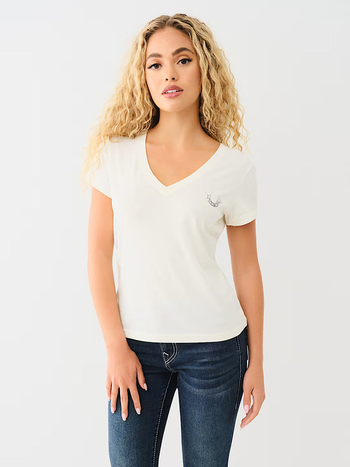 TRUE RELIGION CRYSTAL WING HORSESHOE TEE