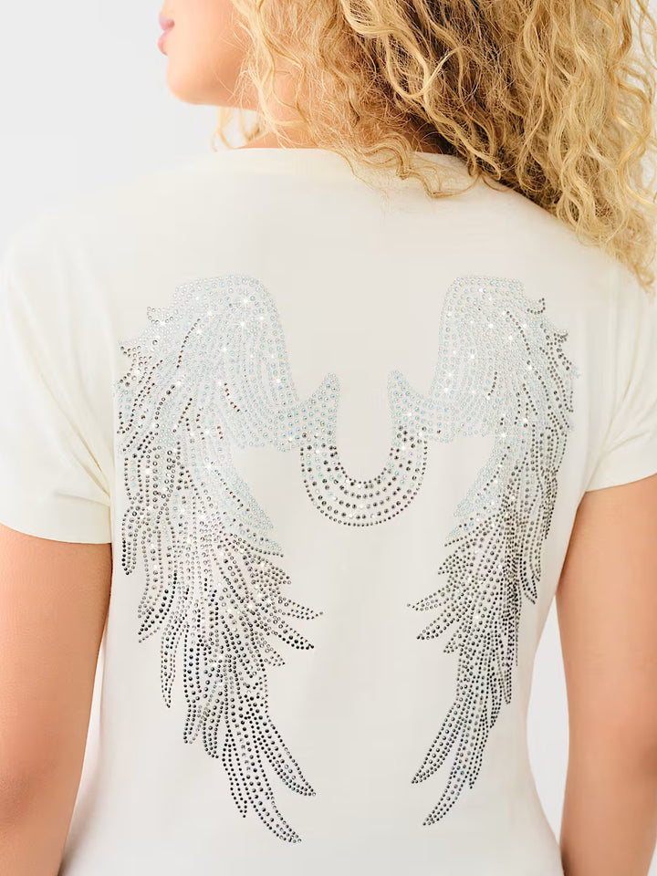 TRUE RELIGION CRYSTAL WING HORSESHOE TEE