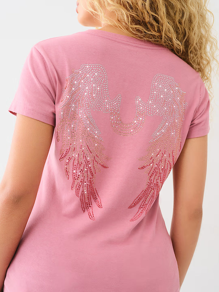 TRUE RELIGION CRYSTAL WING HORSESHOE TEE