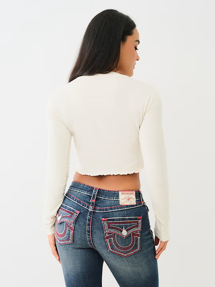 TRUE RELIGION DISTRESSED LOGO LONG SLEEVE BABY TEE
