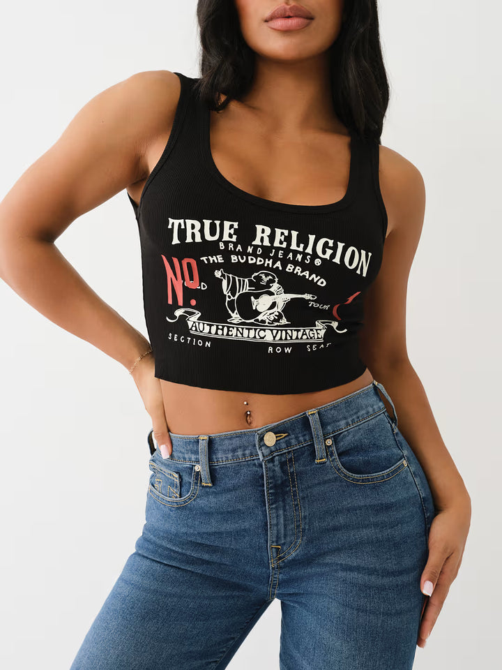 TRUE RELIGION  HERITAGE LOGO CROP TANK