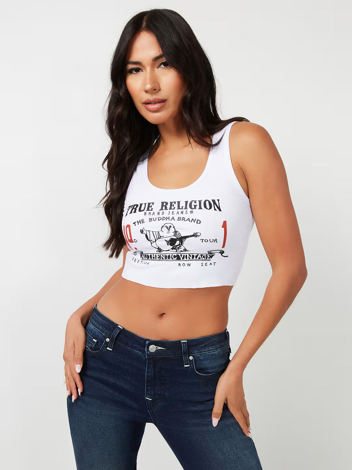 TRUE RELIGION  HERITAGE LOGO CROP TANK