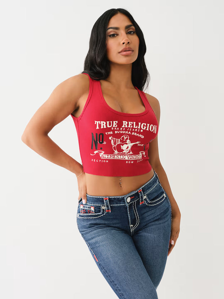 TRUE RELIGION  HERITAGE LOGO CROP TANK