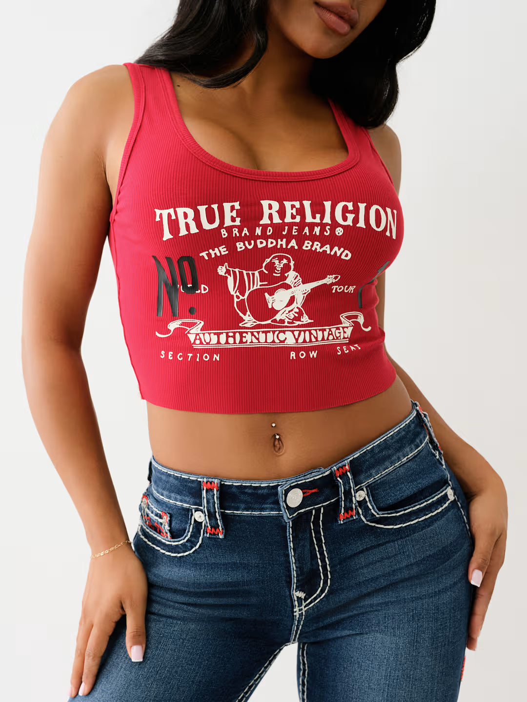 TRUE RELIGION  HERITAGE LOGO CROP TANK