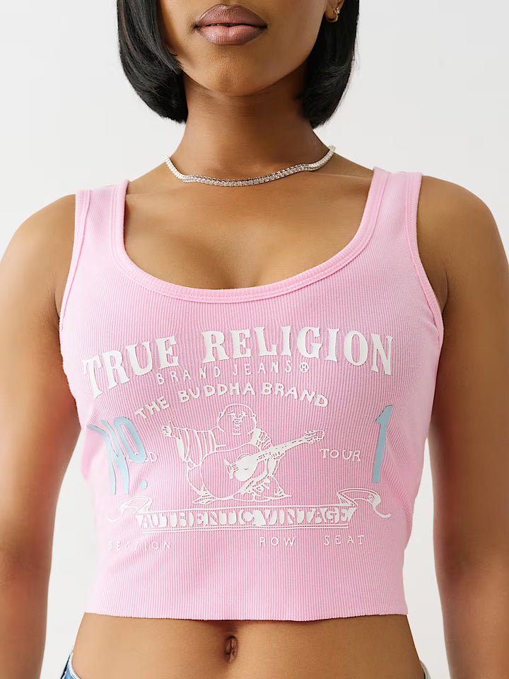TRUE RELIGION  HERITAGE LOGO CROP TANK