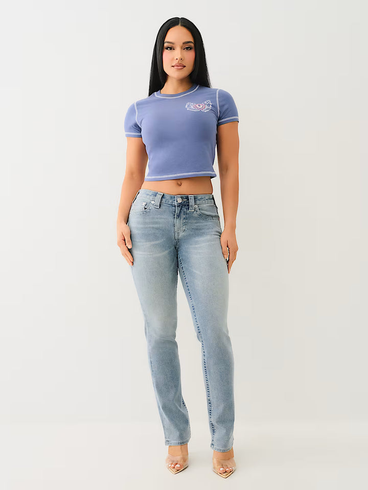 TRUE RELIGION FLATLOCK WINGED CRYSTAL LOGO BABY TEE