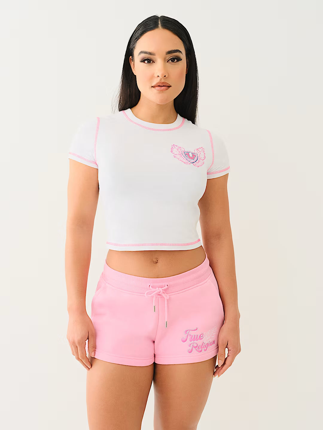 TRUE RELIGION FLATLOCK WINGED CRYSTAL LOGO BABY TEE