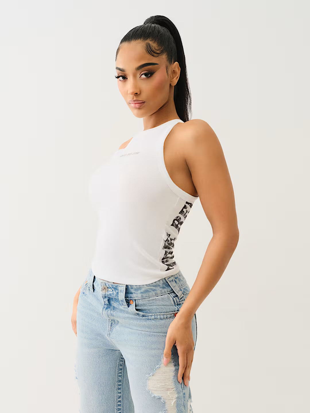 TRUE RELIGION WORLD TOUR BUDDHA HALTER TANK