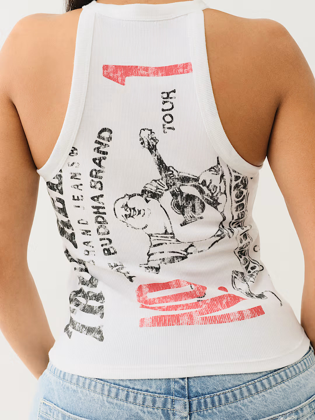 TRUE RELIGION WORLD TOUR BUDDHA HALTER TANK