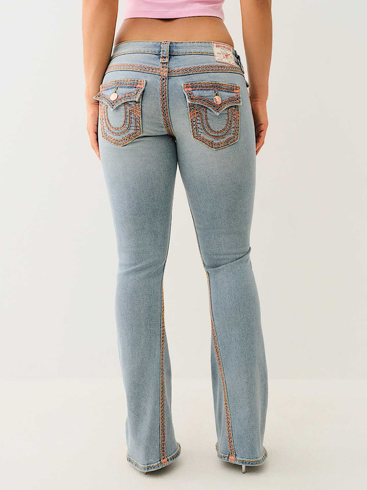 TRUE RELIGION NEW MARKDOWN JOEY LOW RISE SUPER QT FLAP FLARE JEAN