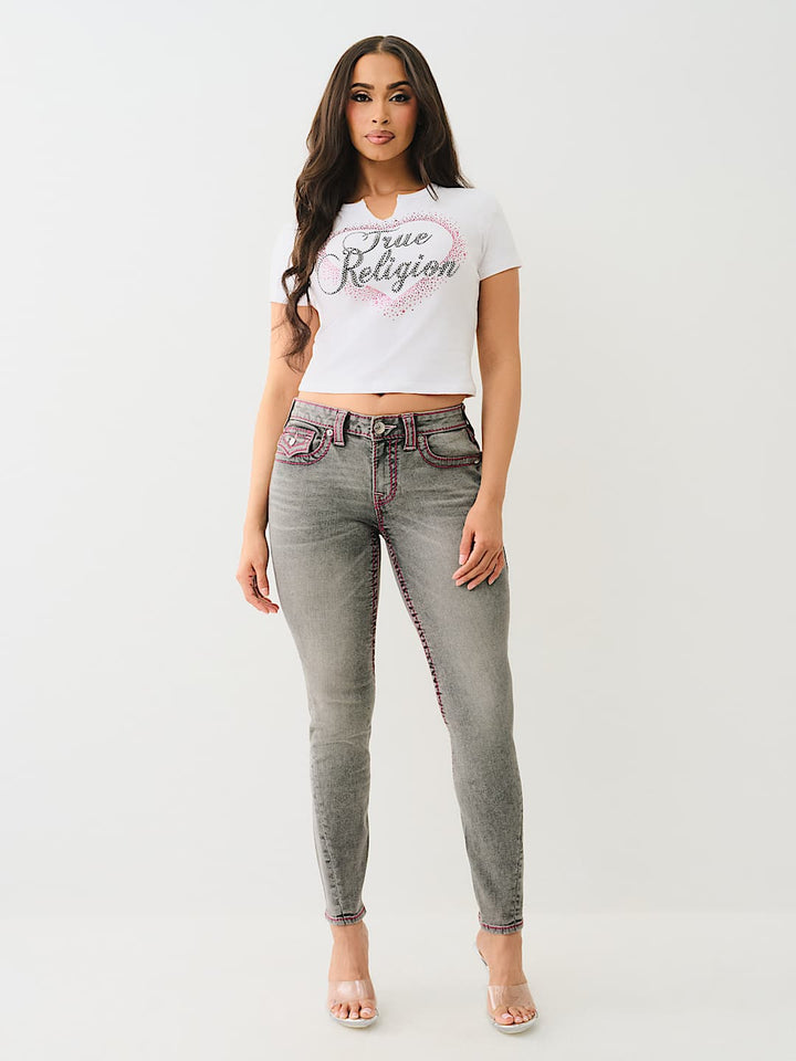 TRUE RELIGION NEW MARKDOWN JENNIE TWISTED INSEAM BIG T CURVY SKINNY JEAN