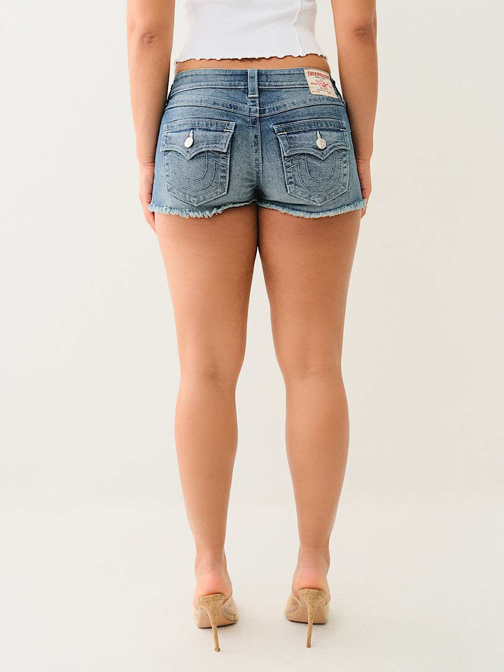 TRUE RELIGION ONLINE EXCLUSIVE JOEY LOW RISE FRAYED SHORT