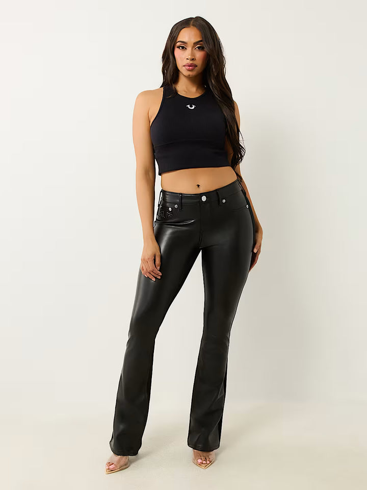 TRUE RELIGION BECCA FAUX LEATHER PONTE BOOTCUT JEAN