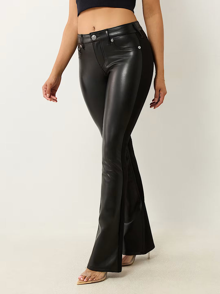 TRUE RELIGION BECCA FAUX LEATHER PONTE BOOTCUT JEAN