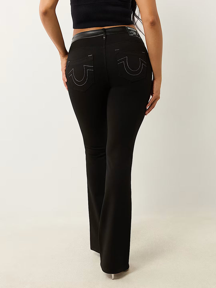 TRUE RELIGION BECCA FAUX LEATHER PONTE BOOTCUT JEAN