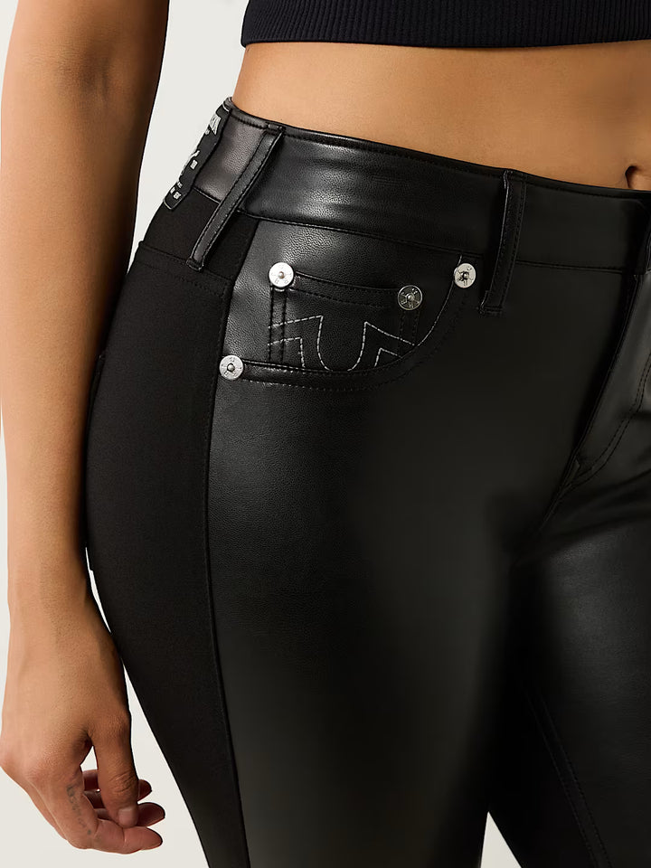 TRUE RELIGION BECCA FAUX LEATHER PONTE BOOTCUT JEAN