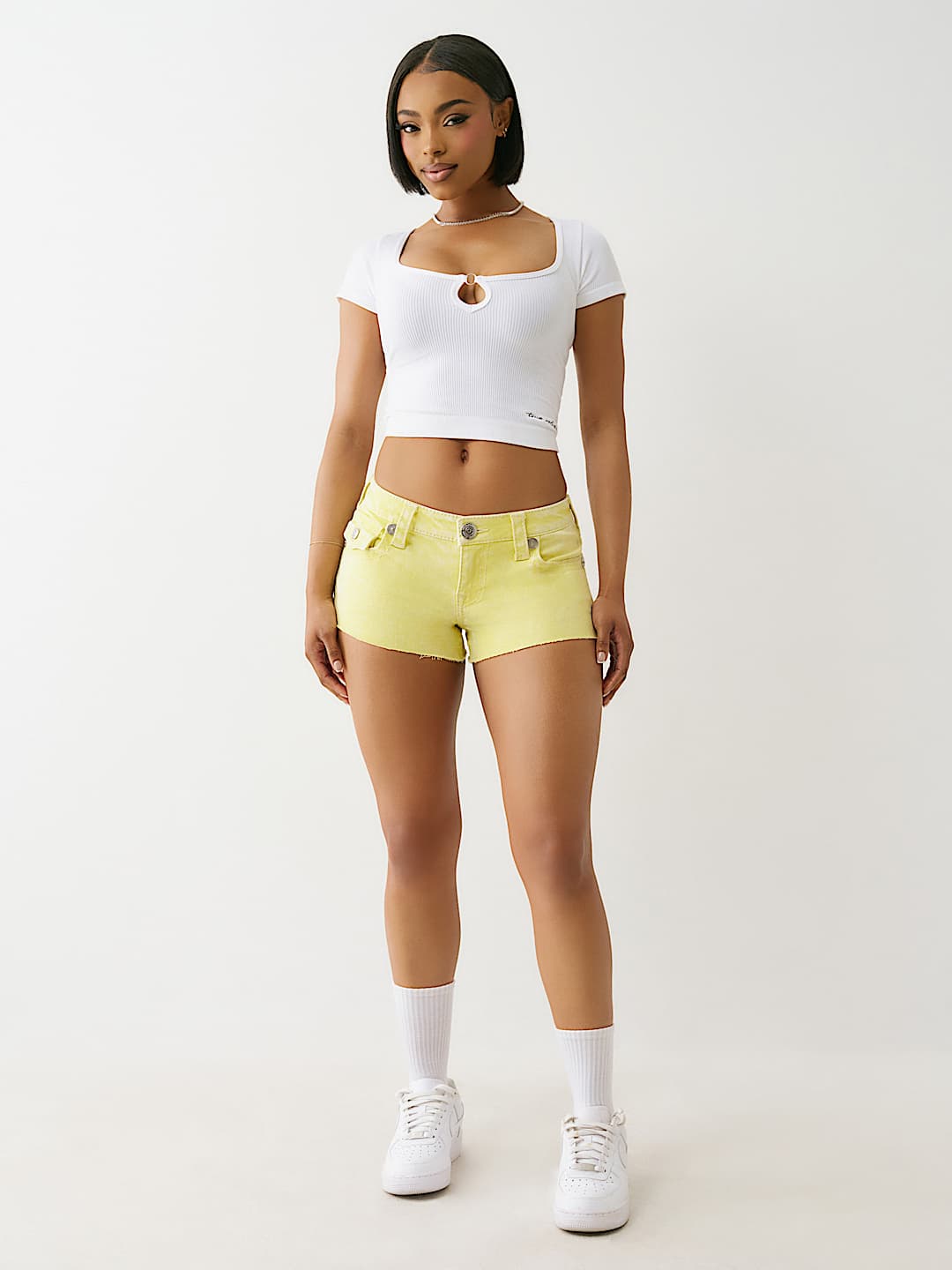 TRUE RELIGION NEW ARRIVALS JOEY BIG T FRAYED SHORT