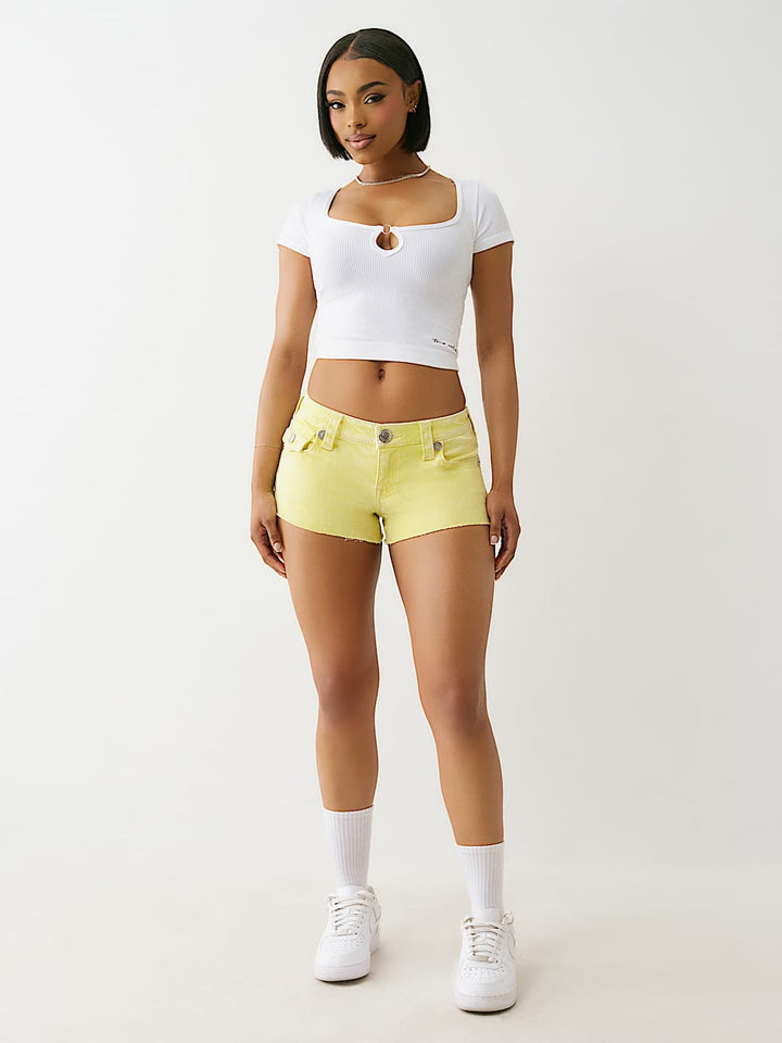 TRUE RELIGION NEW ARRIVALS JOEY BIG T FRAYED SHORT