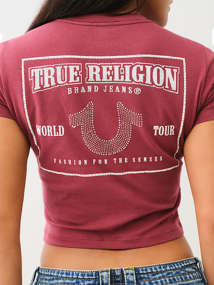 TRUE RELIGION CRYSTAL WORLD TOUR BABY TEE