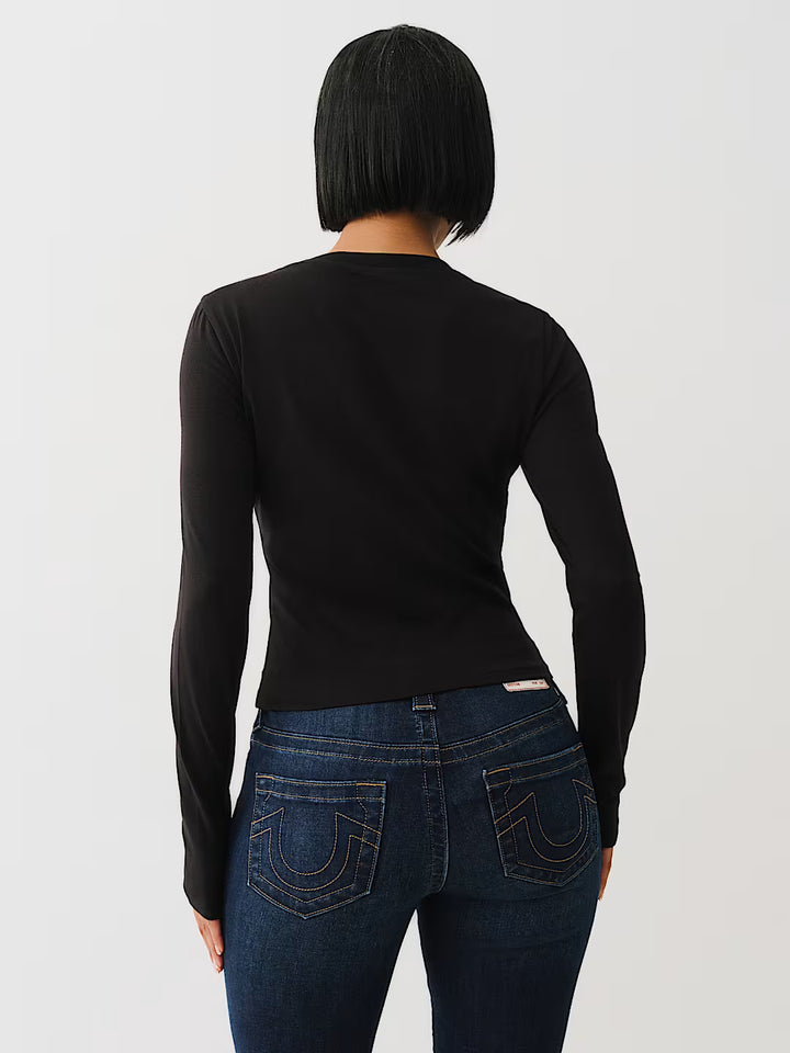 TRUE RELIGION LONG SLEEVE KEYHOLE LOGO TOP
