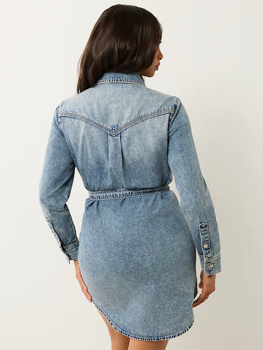 TRUE RELIGION GEORGIA SUPER QT BELTED SHIRT DRESS