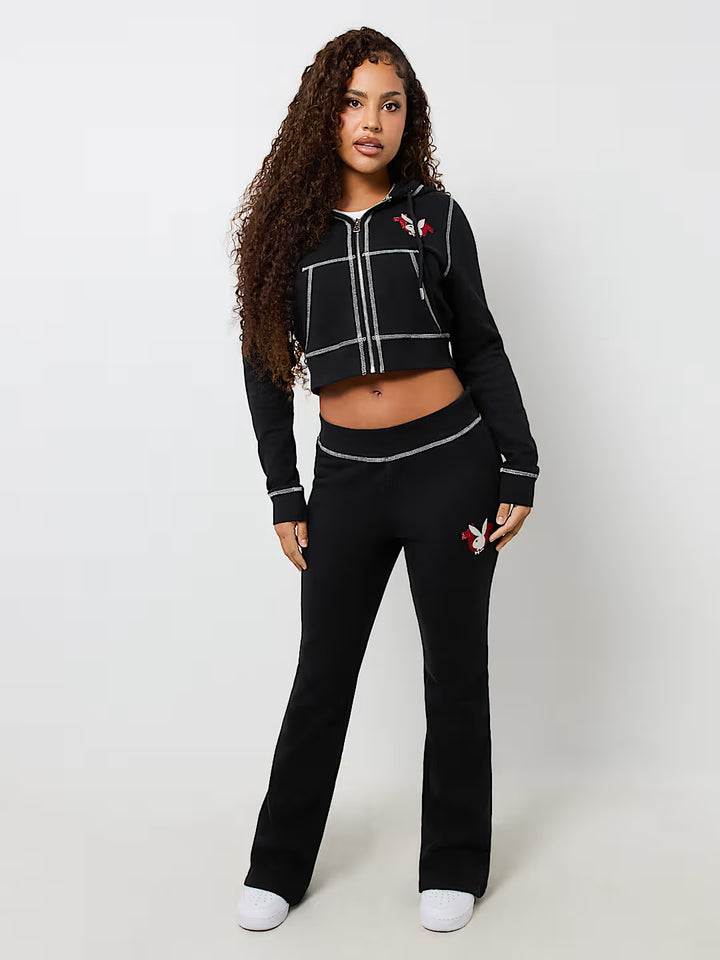 TRUE RELIGION X PLAYBOY CRYSTAL CROP ZIP HOODIE