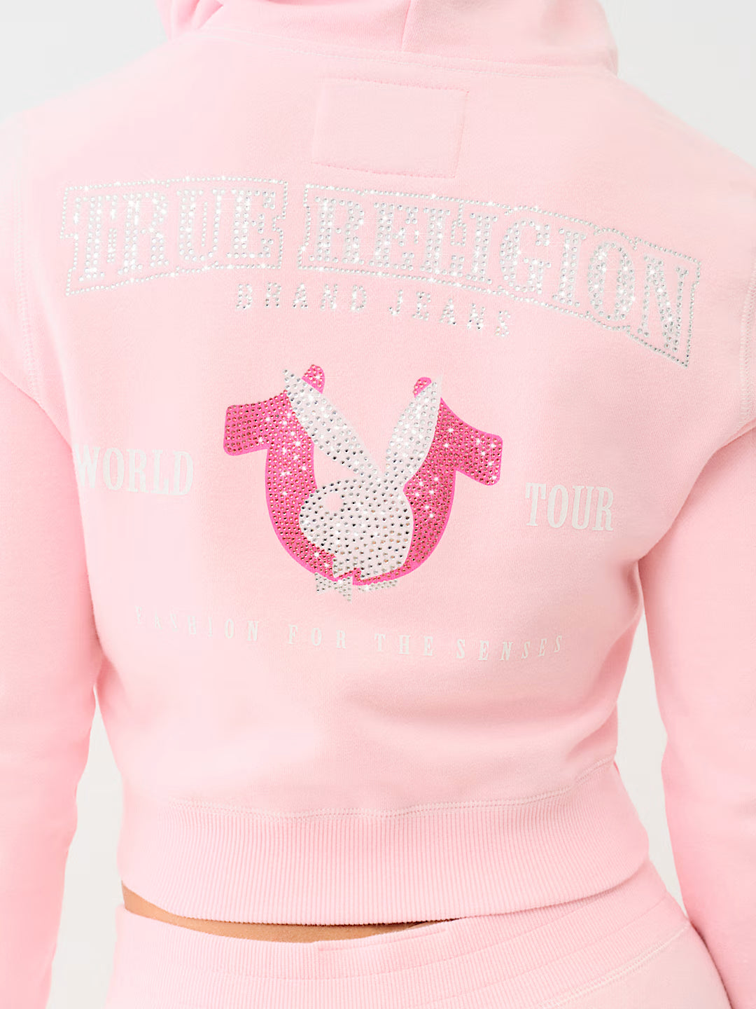 TRUE RELIGION X PLAYBOY CRYSTAL CROP ZIP HOODIE